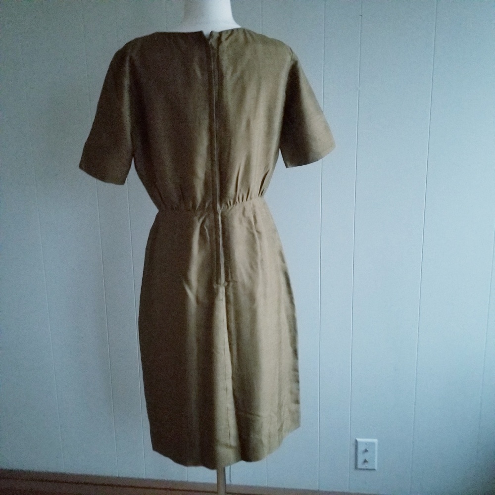 1950s Mancini Brown Silk Wiggle Dress‎ - Picture 3 of 4